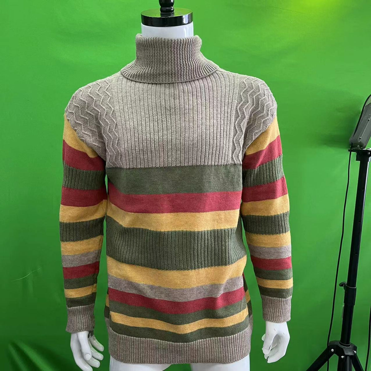 Men's Color Block Turtleneck Knitted Sweater