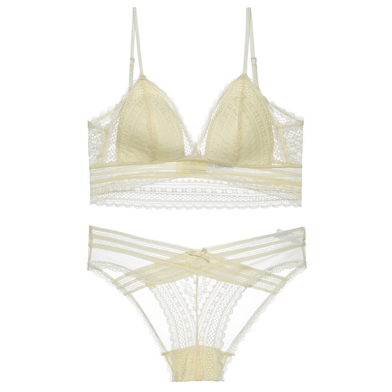 French Lace U-Back Bralette with Triangle Cups Set