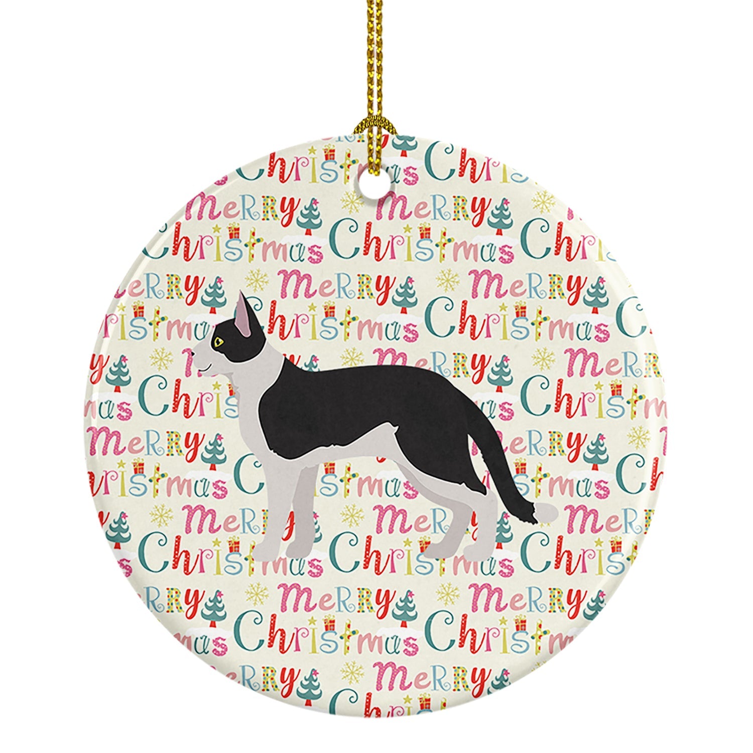 Bicolour Aegean Cat Christmas Ceramic Ornament