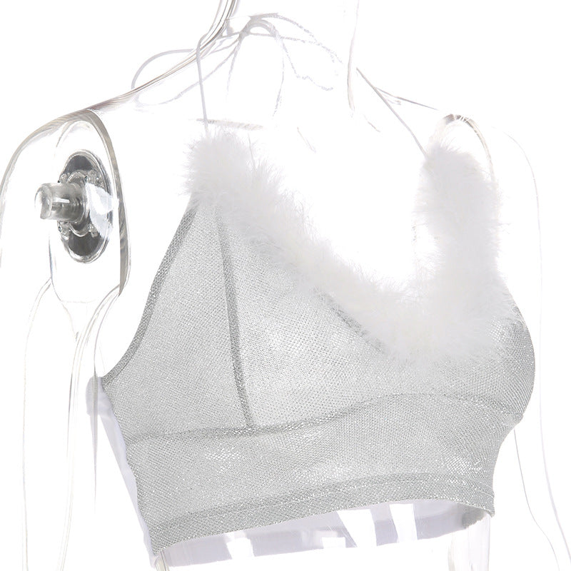 Spring 2020 V-Neck Sexy Glitter Camisole Top