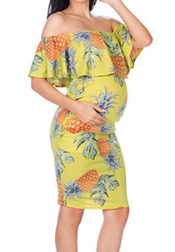 Floral Off-Shoulder Maternity Dress for Women