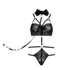 Lace Transparent Bodysuit with Straps for Women