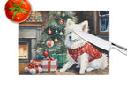American Eskimo Cozy Christmas Glass Cutting Board