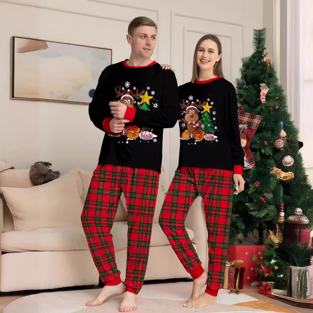 Cartoon Reindeer Christmas Family Pajama Set