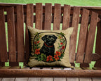 Labrador Retriever Christmas Flowers Throw Pillow