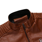 Men's Lightweight Striped PU Leather Jacket (Plus Size)
