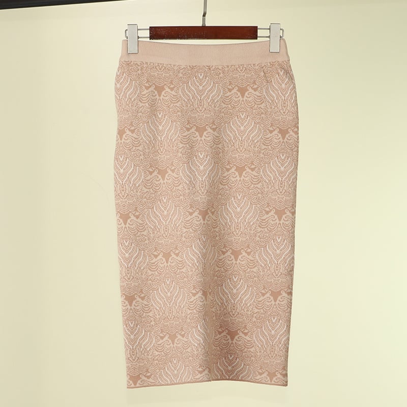 Vintage Wool Knitting Hip-Wrapped Straight Skirt