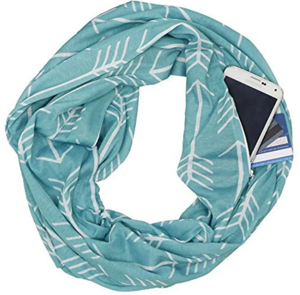 Fish Bone Print Pocket Scarf