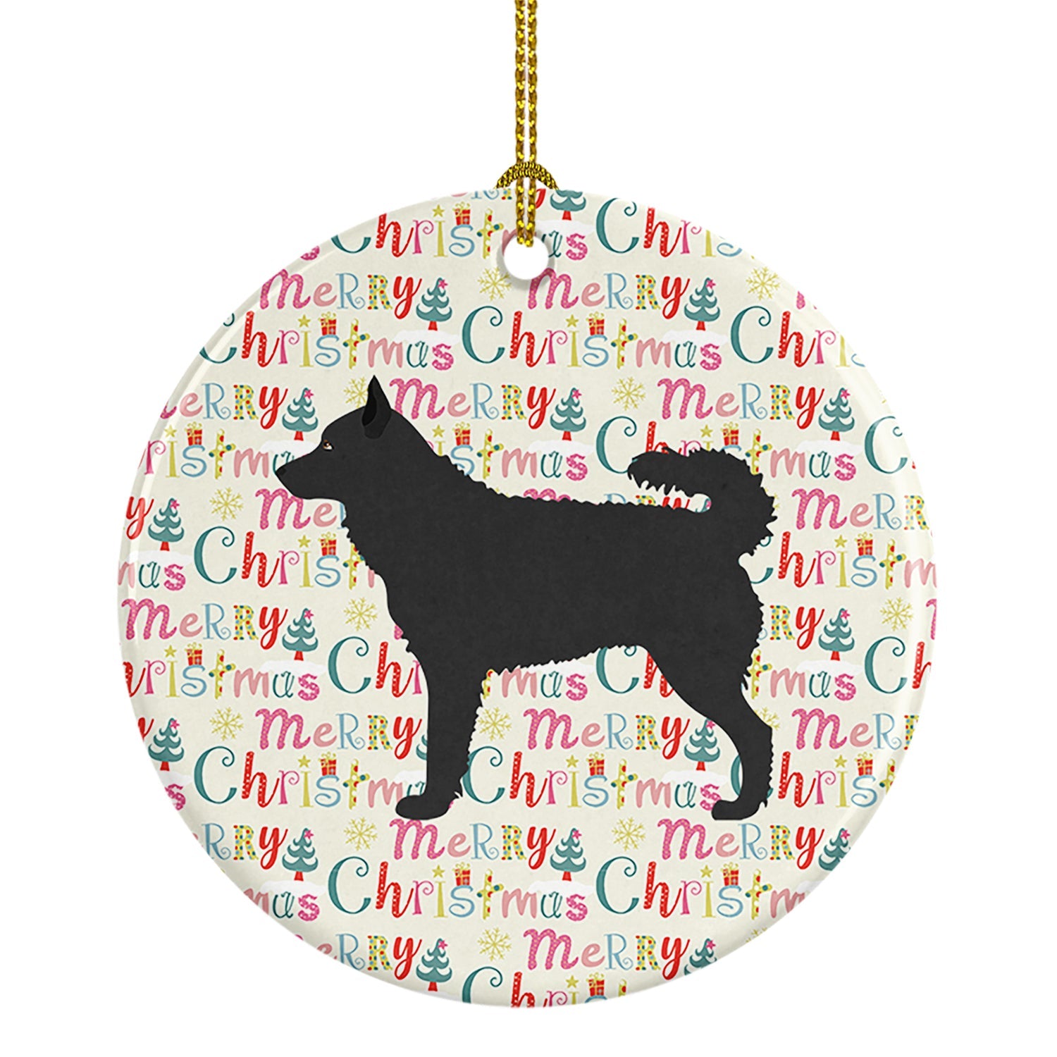 Mudi Merry Christmas Ceramic Ornament