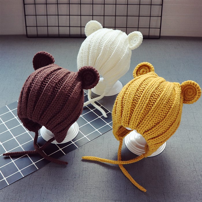 Korean Baby Ear Protection Wool Hat for Boys and Girls | Embroidered Cap