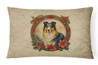 Collie Christmas Flowers Throw Pillow