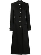 Slim Woolen Coat with Large Patch Pockets