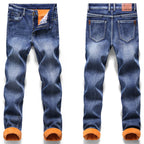 Men's Slim Fit Stretch Fleece Straight Jeans