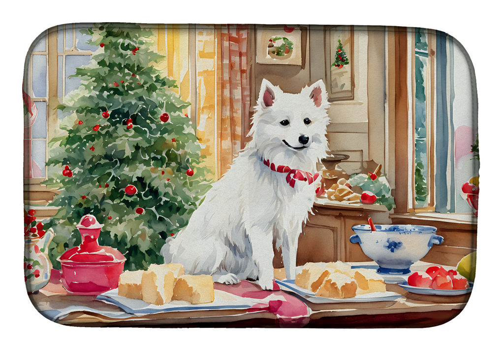Japanese Spitz Christmas Cookies Dish Drying Mat