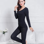 Seamless Body Shaping Thermal Underwear Set with Lace