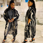 Women's Printed Long Trench Coat with Zipper