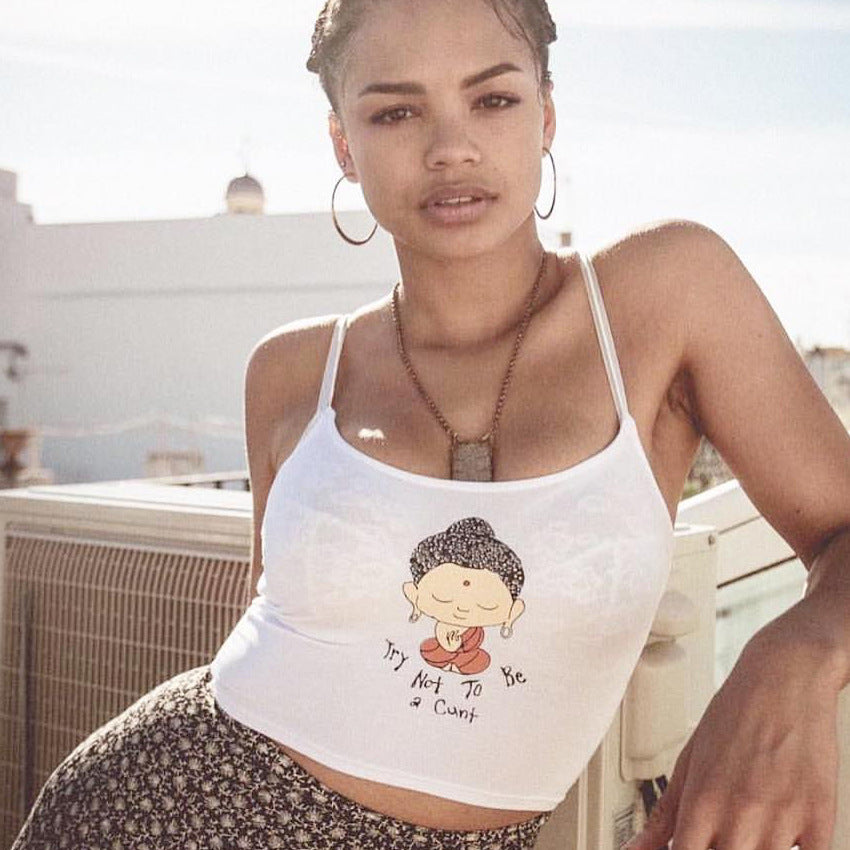Buddha Print Crop Camisole Top