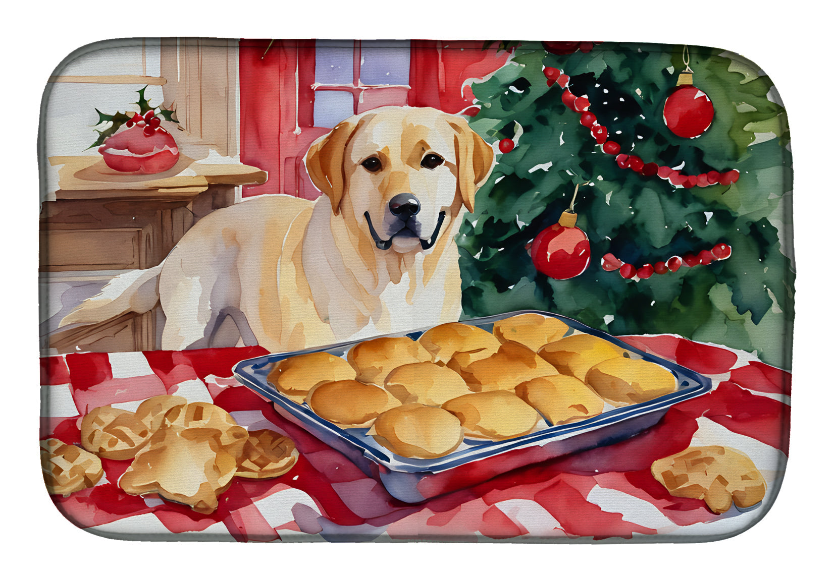 Labrador Retriever Christmas Cookies Dish Drying Mat