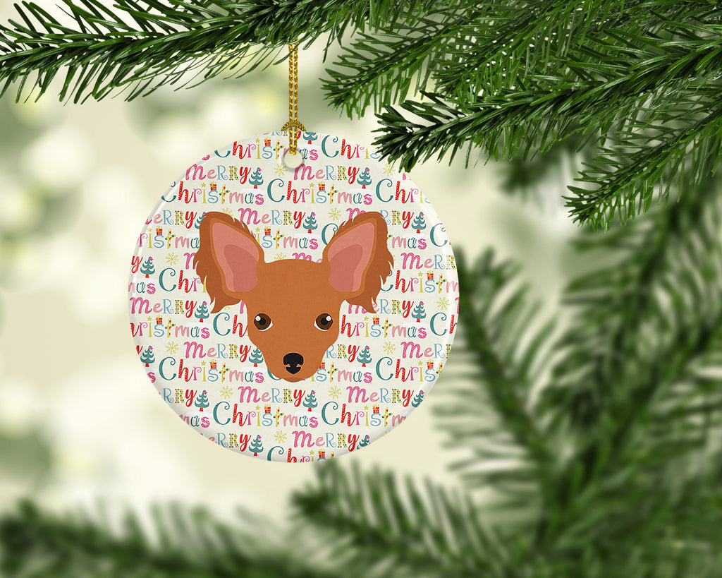 Russian Tor Terrier Merry Christmas Ceramic Ornament