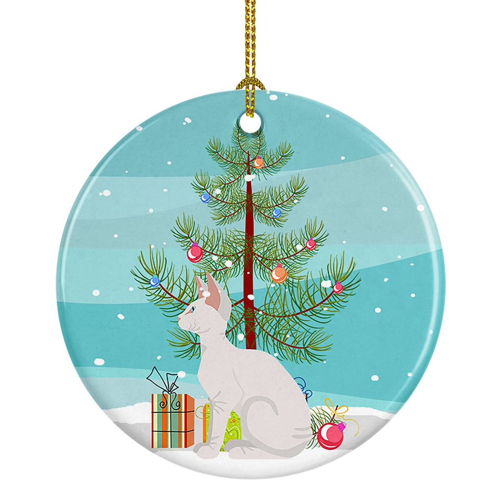 Sphynx Cat Christmas Ceramic Ornament