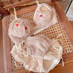 Cute Plush Bear Print Women's Wireless Underwear Set