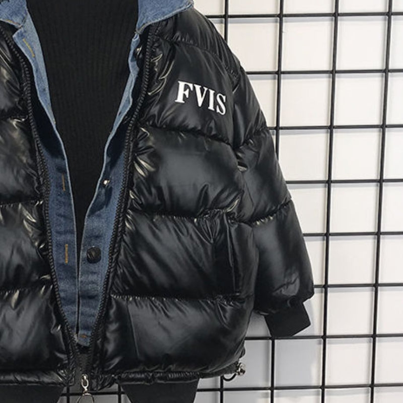 Boys Black Cotton Windbreaker Jacket for Winter 2023
