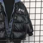 Boys Black Cotton Windbreaker Jacket for Winter 2023