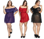 Plus Size Lace Sheer Off-Shoulder Lingerie Set
