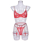 Lace Eyelash Trim Sexy Lingerie Set with Underwire