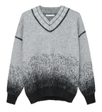 Polka Dot Gradient V-neck Sweater with Embellishments