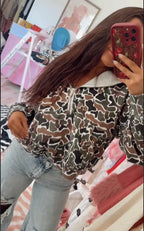 Camo Printed Sweater Coat