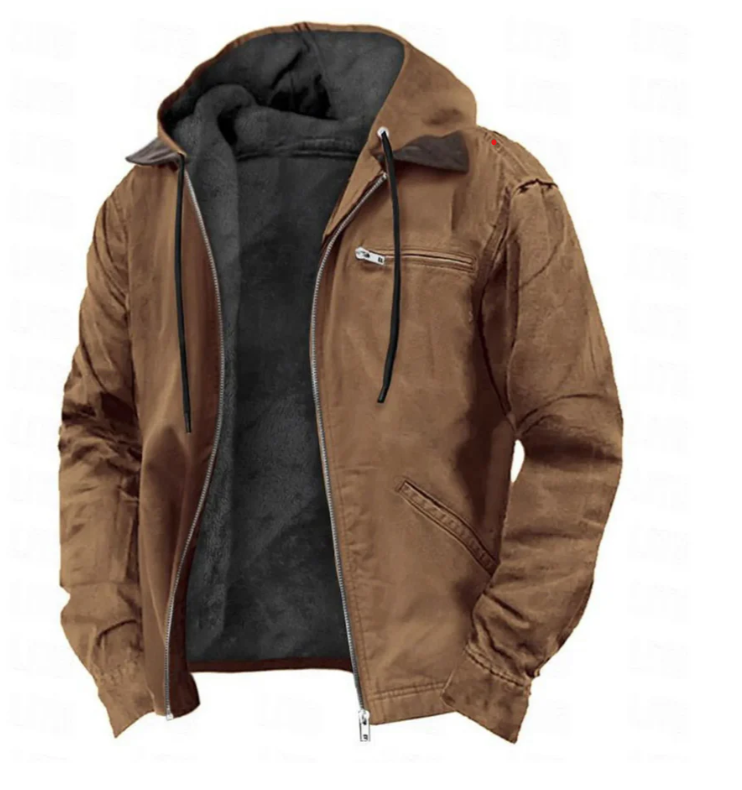 Hooded Sweater with Cotton-Padded Brown Lining
