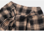 High-Waisted Plaid Irregular Shorts for Women