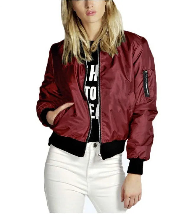 Casual Solid Color Bomber Jacket