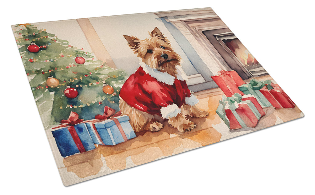 Norwich Terrier Cozy Christmas Glass Cutting Board