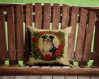 Australian Shepherd Christmas Flowers Throw Pillow
