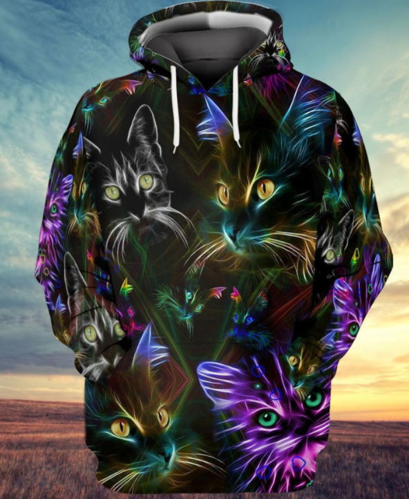 Men's Casual Fashion Sweater with Hood and Print