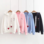 Flamingo Love Printed Velvet Hooded Sweatshirt | Streetwear