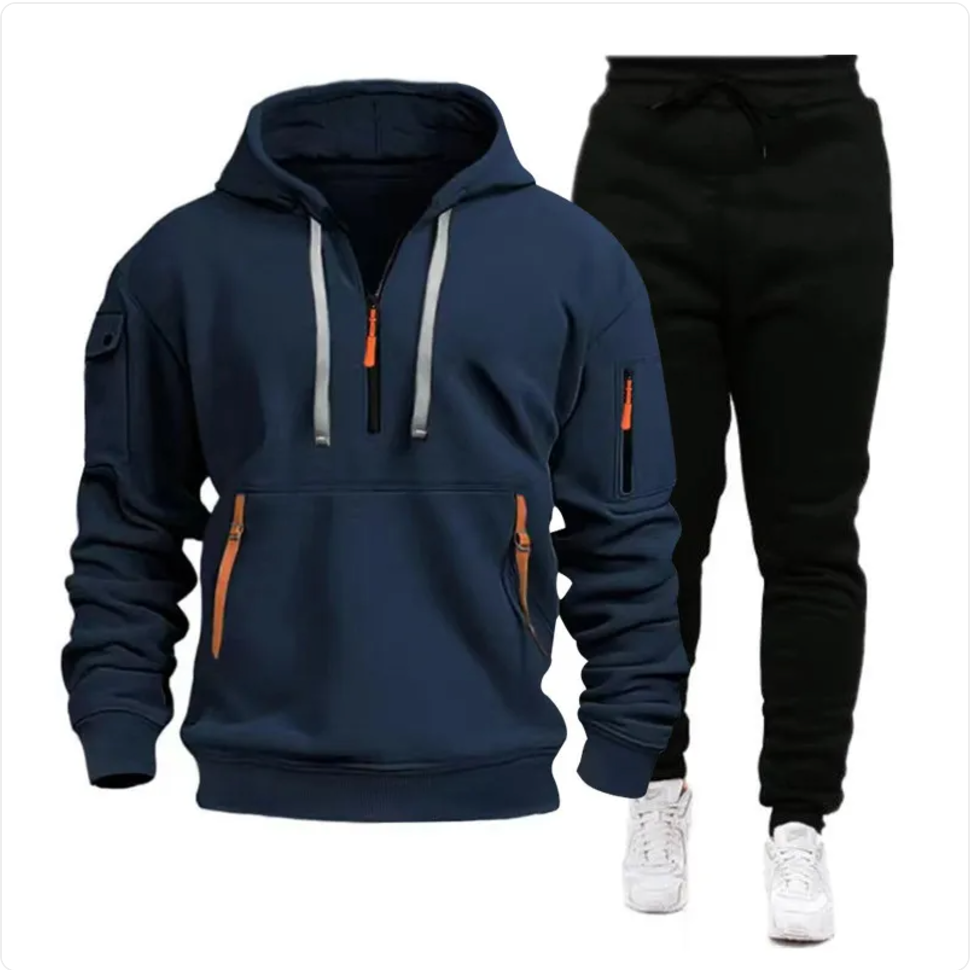 Men's Hooded Sweatshirt with Multi-Pocket Design | Streetwear