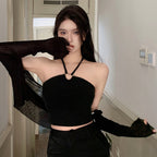 Korean Women's Solid Color Slim Sexy Bodysuit Top