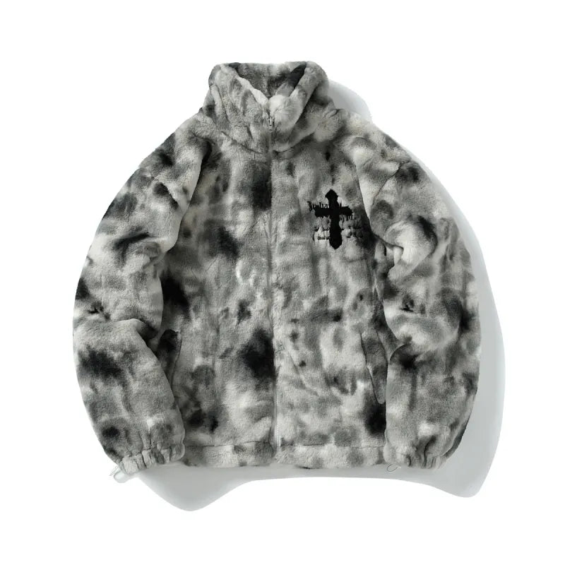 Unisex Retro Embroidered Faux Fur Coat