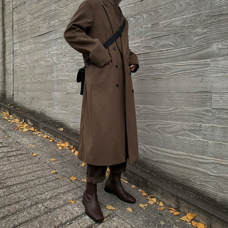 Men's Thick Loose Woolen Long Coat