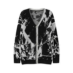 Men's Loose Long-sleeved V-neck Jacquard Cardigan