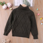 Checked Turtleneck Sweater with Long Sleeves