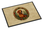 Red Redbone Coonhound Christmas Flowers Doormat