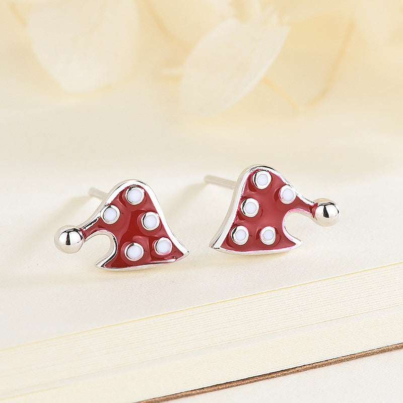 Silver Christmas Hat Earrings for Women