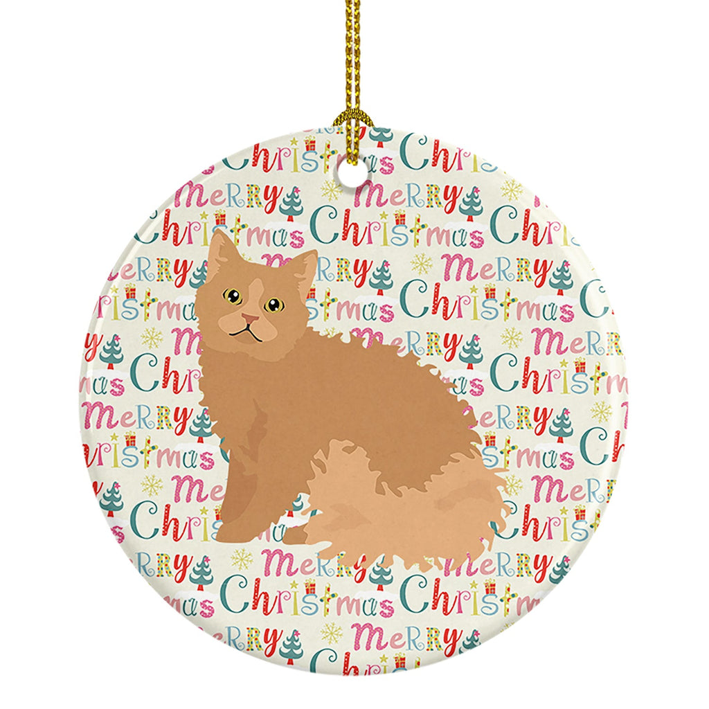 Selkirk Rex Cat Christmas Ceramic Ornament