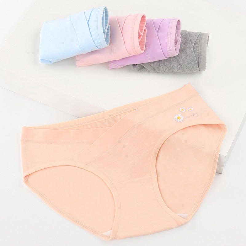 Women's Floral Embroidered Maternity Panties for Comfort