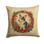 Corgi Christmas Flowers Throw Pillow