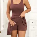 Summer Solid Color Vest Mini Dress